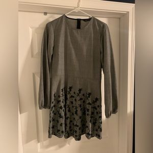 Zara woman plaid embroidered mini dress long puffed sleeves